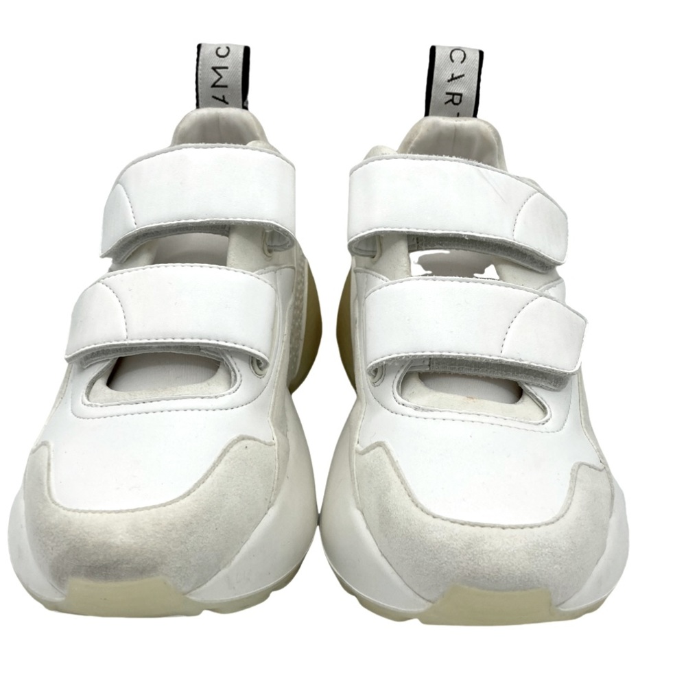 NWOB Stella McCartney White Beige Eclypse Touch Strap Sneakers - Sz 7 - Picture 4 of 7
